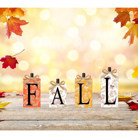 Fall Decorations Thanksgiving Farmhouse Table Sign Block Set Autumn Decor - Picture 2 of 8